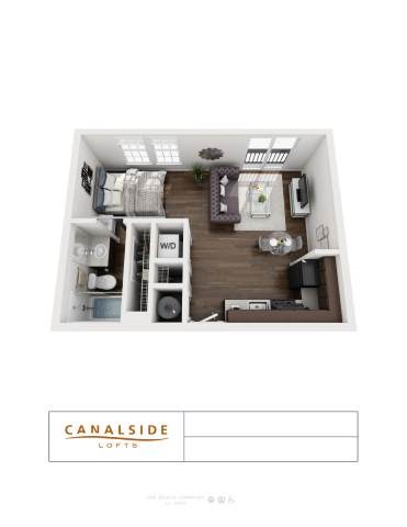 Floor plan for studio, 1 bath, 540 sqft